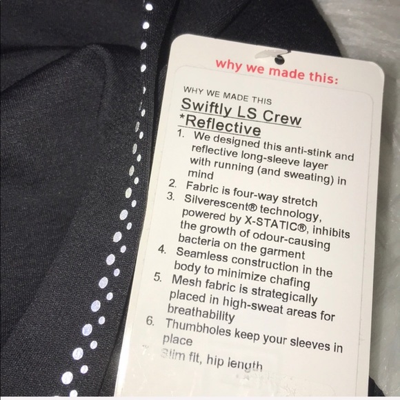 Lululemon NWT Swiftly Tech Crew Reflective 2 Black - Picture 6 of 7